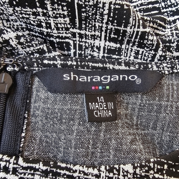 Sharagano Office Dress, Black and White with 3/4 Length Sleeves, Size Large - Picture 6 of 10